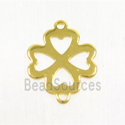 stainless steel connector, four-leaf Clover, gold plated