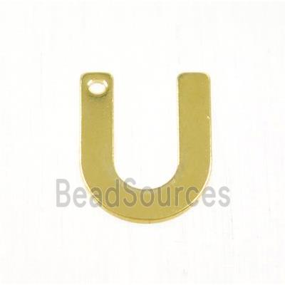 stainless steel letter U pendant, gold plated