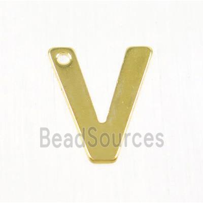 stainless steel letter V pendant, gold plated