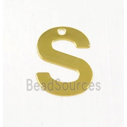 stainless steel letter S pendant, gold plated