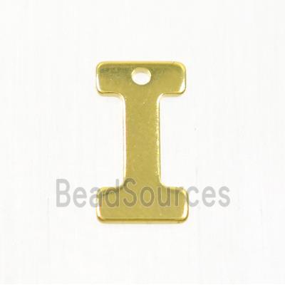 stainless steel letter I pendant, gold plated