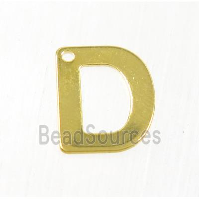 stainless steel letter D pendant, gold plated