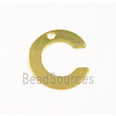 stainless steel letter C pendant, gold plated