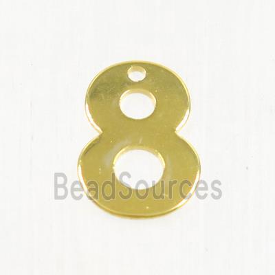 stainless steel number 8 pendant, gold plated