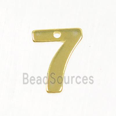 stainless steel number 7 pendant, gold plated