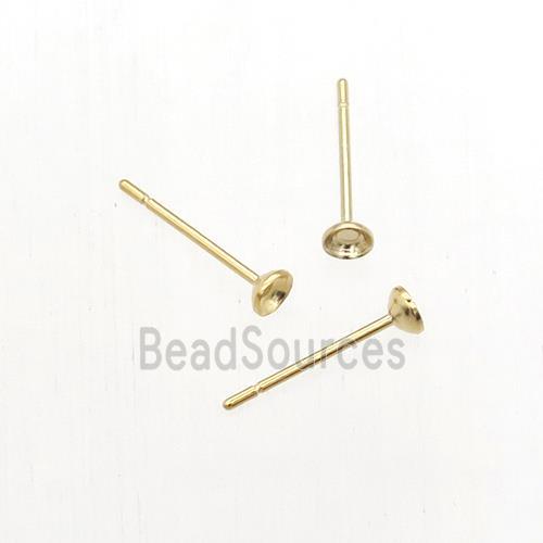 stainless steel studs earring with pad, gold plated