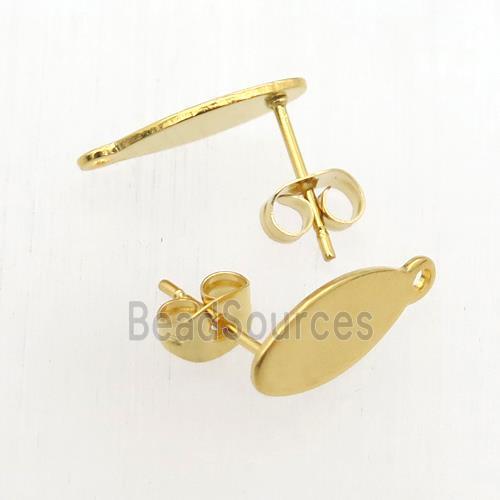 stainless steel studs earring with pad, gold plated