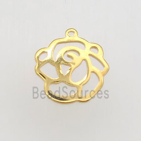 stainless steel flower pendant, gold plated