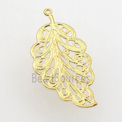 stainless steel leaf pendant, gold plated