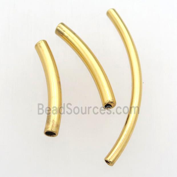 stainless steel bend tube beads, gold plated