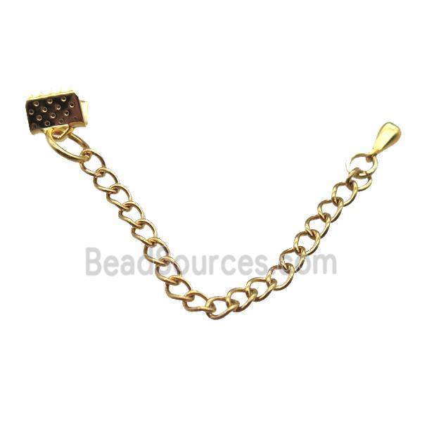 stainless steel clip cord end, gold plated