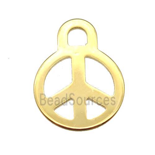 stainless steel stampings pendant, peace sign, gold plated