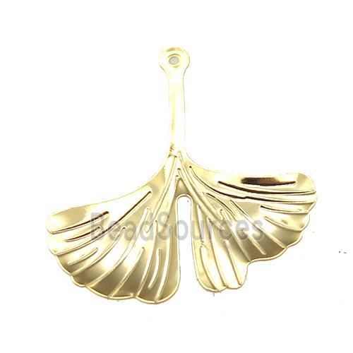 stainless steel leaf pendant, gold plated