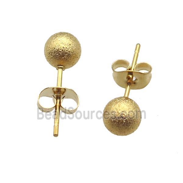 matte stainless steel Studs Earrings, gold plated