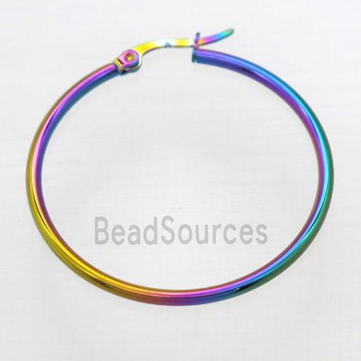 stainless steel Hoop Earrings, rainbow plated