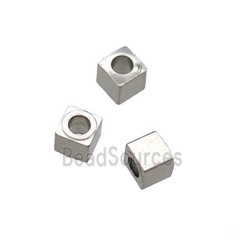 raw stainless steel cube beads