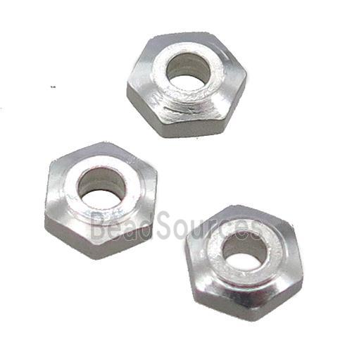 raw stainless steel spacer beads, hexagon