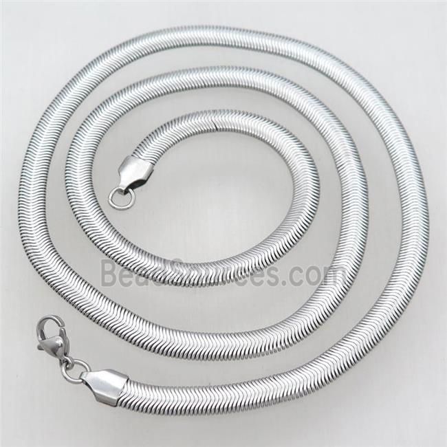 raw Stainless Steel Necklace Chain, flat snake