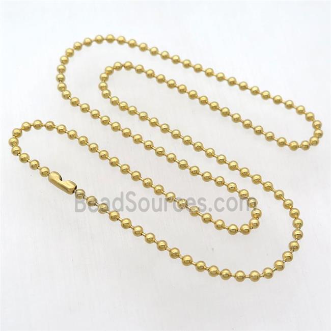 Stainless Steel Necklace Ball Chain, gold plated