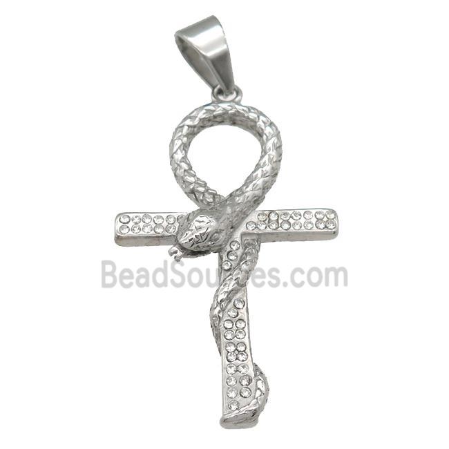 stainless steel snake cross pendant