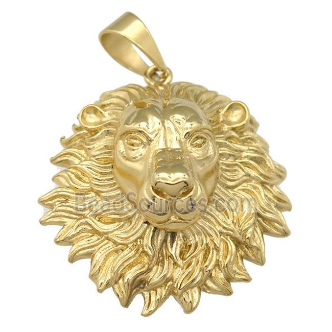 stainless steel Lion pendant, gold plated