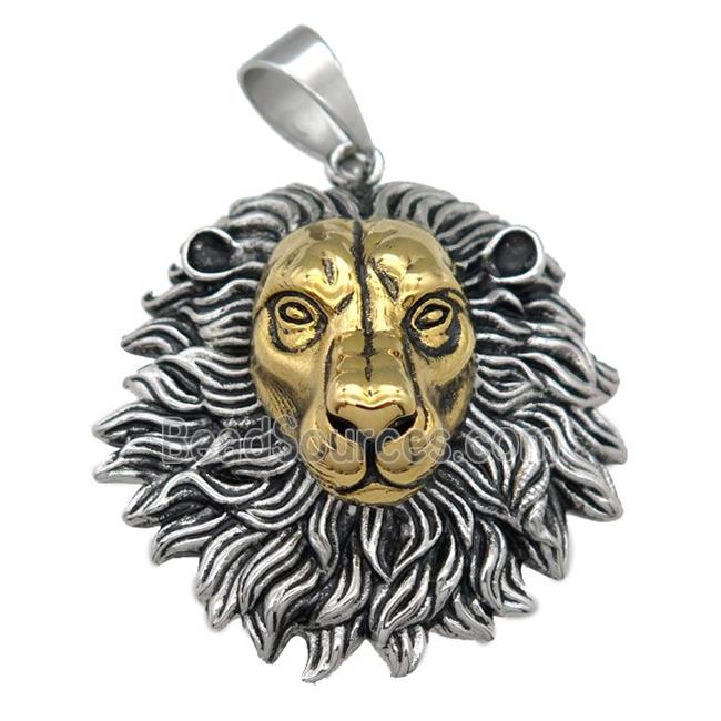 stainless steel Lion pendant, gold plated