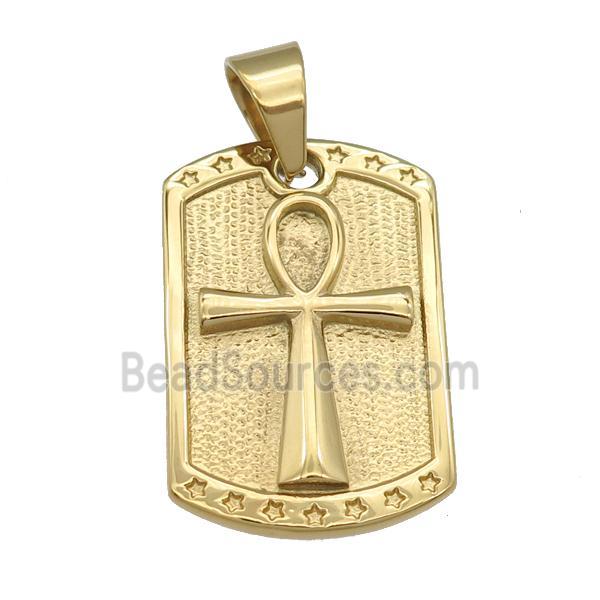 stainless steel cross pendant, gold plated