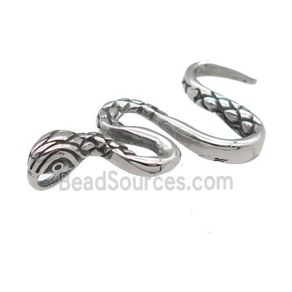 stainless steel snake pendant, antique silver