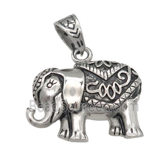 stainless steel elephant pendant, antique silver