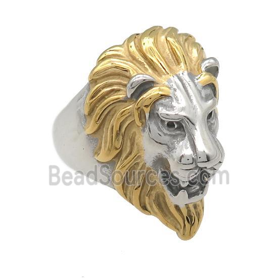 stainless steel Lion Ring, gold plated