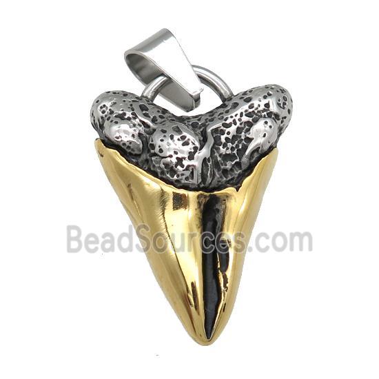 stainless steel shark-tooth pendant, gold plated