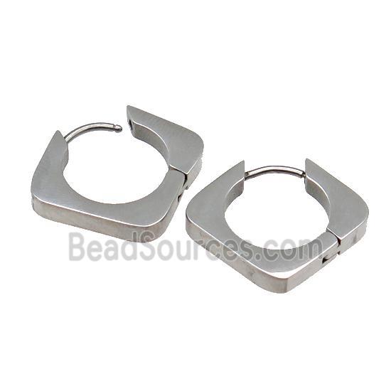 stainless steel Latchback Earring, square, platinum plated