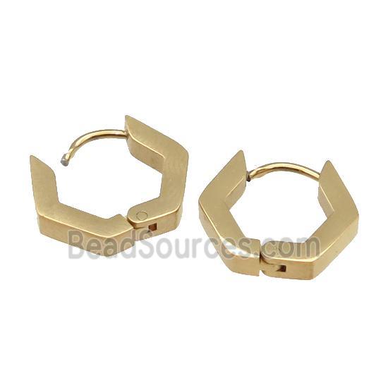 stainless steel Latchback Earring, hexagon, gold plated