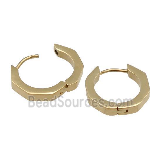 stainless steel Latchback Earring, hexagon, gold plated