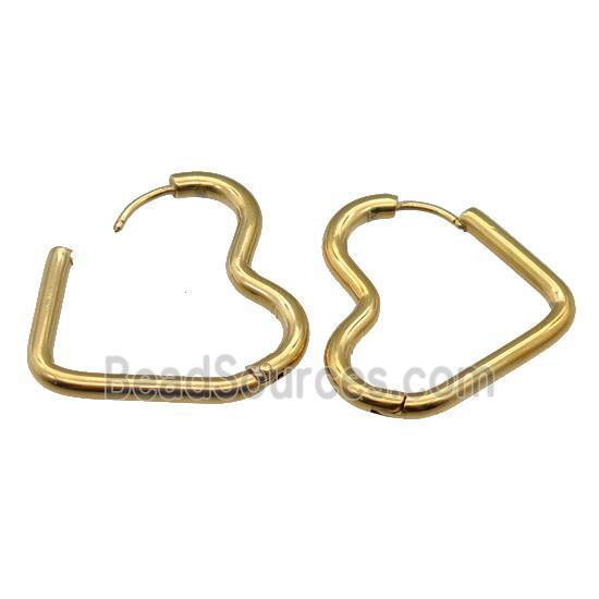 stainless steel Latchback Earring, heart, gold plated