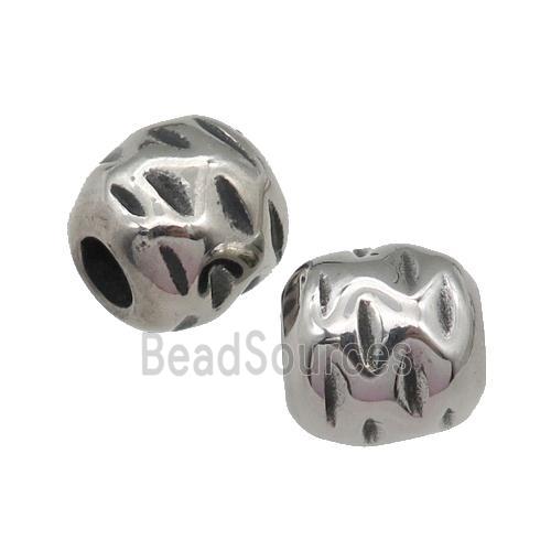 Stainless Steel barrel Beads, antique silver