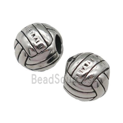 Stainless Steel round Beads, antique silver