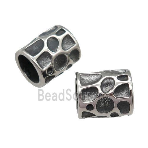 Stainless Steel Tube Beads Large Hole Antique Silver