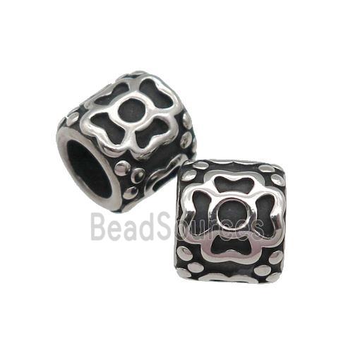 Stainless Steel tube Beads, antique silver