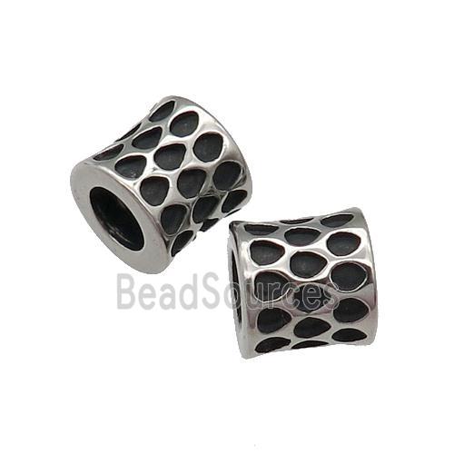 Stainless Steel Bamboo European Beads, large hole, antique silver