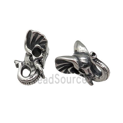 Stainless Steel elephant Beads, antique silver