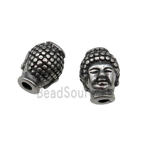 Stainless Steel buddha Beads, antique silver