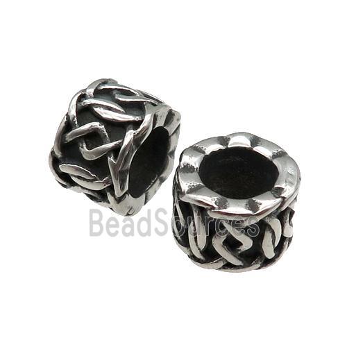 Stainless Steel tube Beads, antique silver