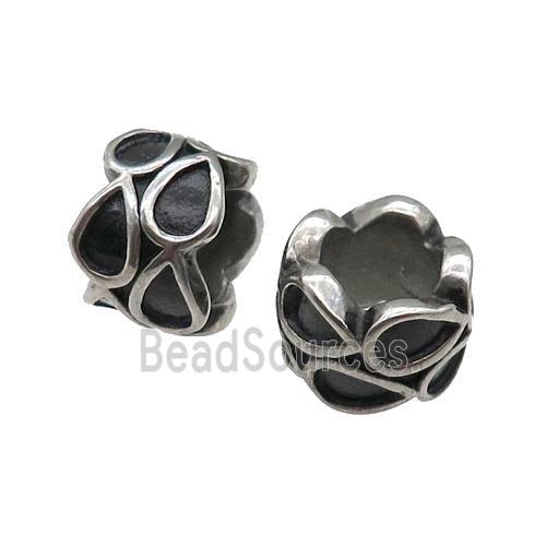 Stainless Steel tube Beads, antique silver