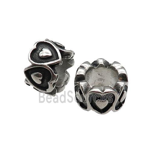 Stainless Steel tube Beads, antique silver