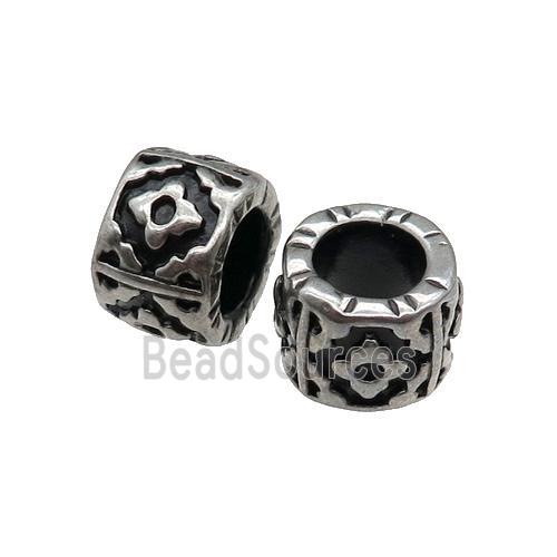 Stainless Steel tube Beads, large hole, antique silver