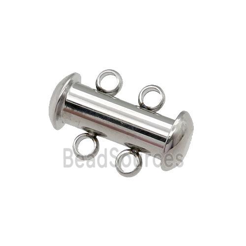 raw Stainless Steel Magnetic Clasp, 2-Strand Slide Tube