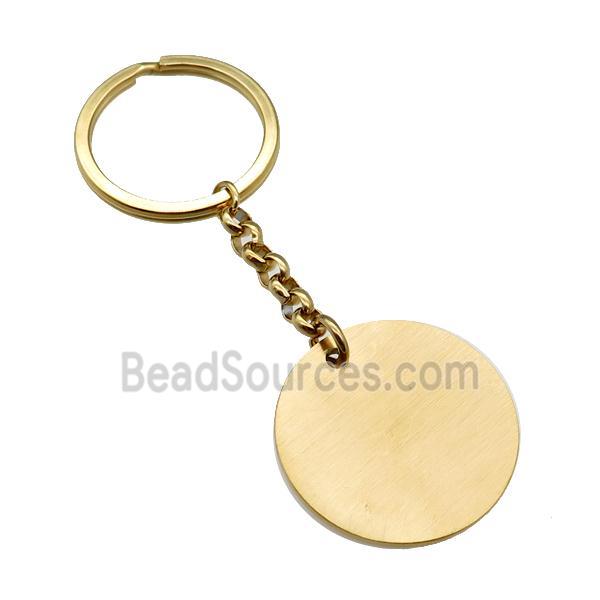 Stainless Steel keychain pendant circle gold plated