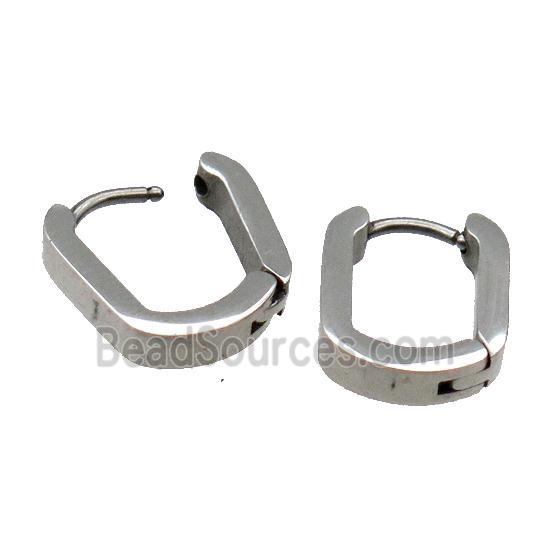 raw Stainless Steel Latchback Earring oval