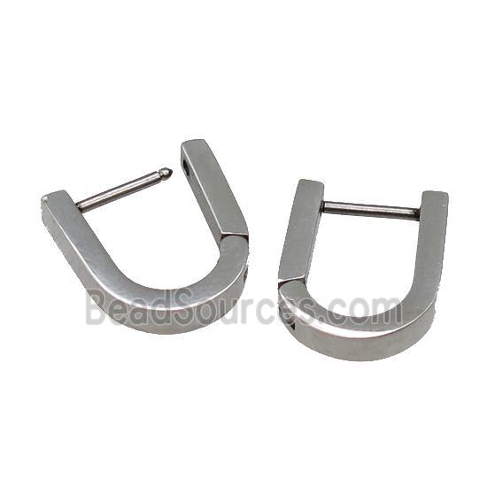 raw Stainless Steel Latchback Earring U-shape